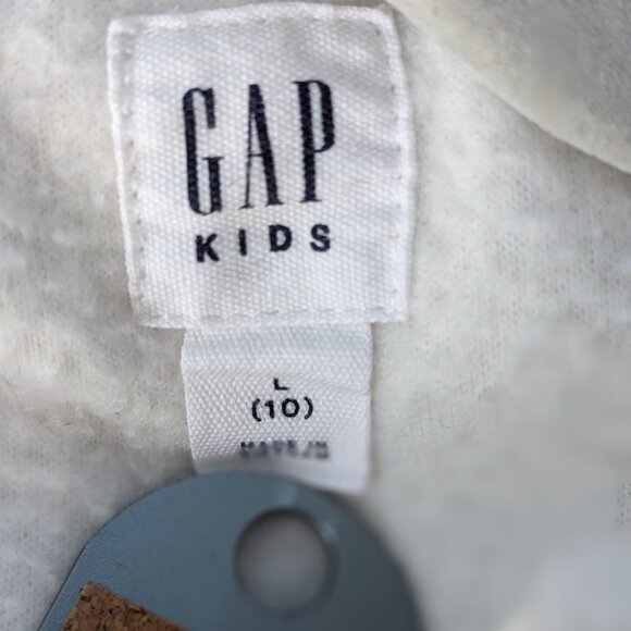 GAP Logo Pullover Silver Stars Fleece Hoodie Hooded Sweatshirt Girls Size L (10) - Picture 5 of 7
